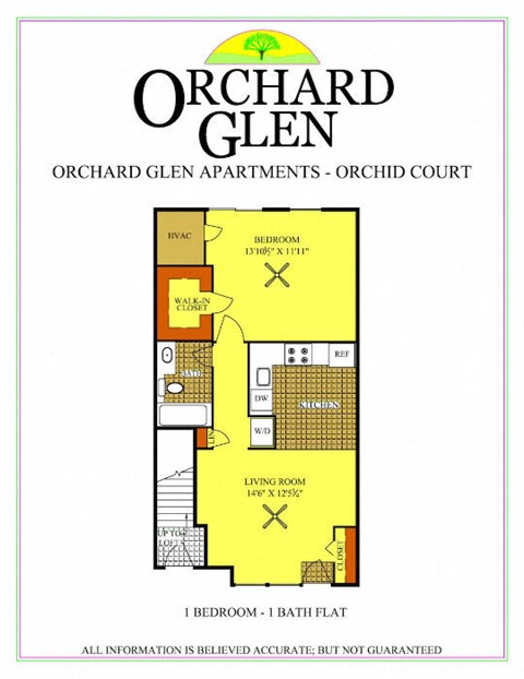 Floor plan for 1 bed, 1 bath, 693 sqft
